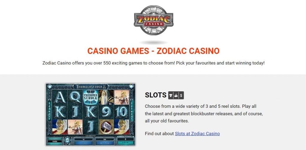 Zodiac Casino Games